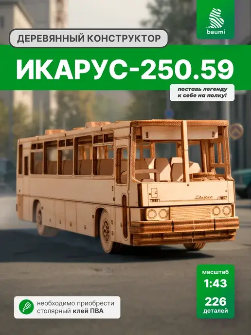 Деревянный конструктор Икарус-250.59. Сборная модель